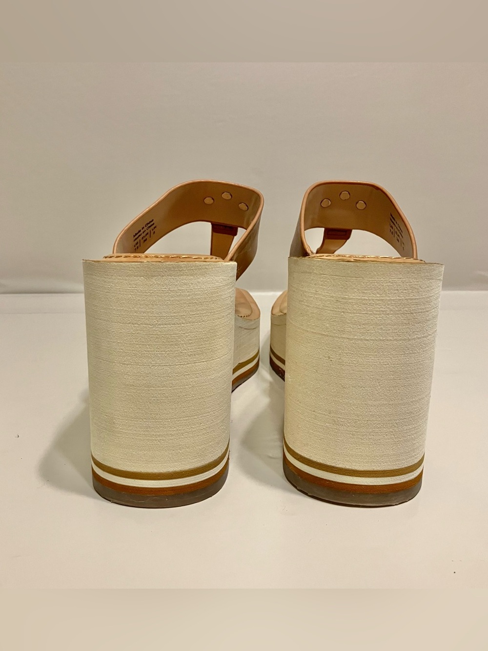 ALDO Acarenia wedge sandals cognac gold-tone accents platform wedge heel Sz 7.5 - Picture 3 of 14